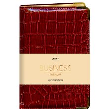 Книга для записей А5 80л "BUSINESS PREMIUM. Grand croco (бордо)" иск.кожа, поролон, тв.переплет, мет.уголки, золот.срез, 2 ляссе, инд.уп.