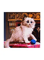 Холст с красками 20х20см по номеам (в коробке), (14цв) Котёнок и клубок (Арт. ХК-4065)