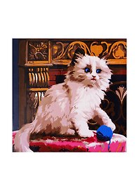 Картина-раскраска по номерам «Котёнок и клубок», 20 х 20 см, 14 цветов, Рыжий Кот