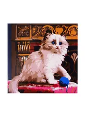 Холст с красками 20х20см по номеам (в коробке), (14цв) Котёнок и клубок (Арт. ХК-4065)