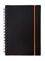 Записная книжка А6 80л кл. "Favorite Black. No 1" спираль, пласт.обл., резинка