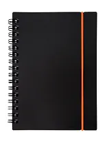 Записная книжка А6 80л кл. "Favorite Black. No 1" спираль, пласт.обл., резинка