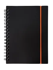 Записная книжка А6 80л кл. "Favorite Black. No 1" спираль, пласт.обл., резинка