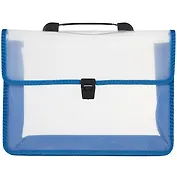 Портфель А4 прозр.пластик, синий кант