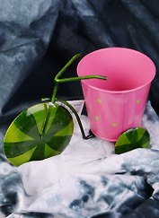 Кашпо декоративное металл Велосипед Зеленый арбуз (22х10х14) (43875)