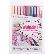 Брашпен Tombow ABT Manga Set Shojo 2 в 1, 10 штук