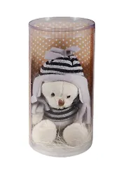 Мишка в шапке в тубусе Счастье (19см)