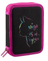 Пенал 2 отделения "Magic Cat" 21*14 см,  полиэстер