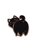 Значок «Котик с хвостиком», чёрный, металл, Pin Joy - 1
