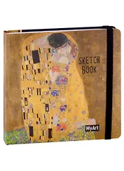 Скетчбук 200*200 80л "Густав Климт, Поцелуй" белый офсет 100г/м2, тв.подложка