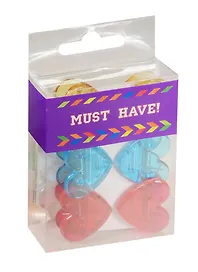 Зажимы для бумаг «Сердца» Must Have!, 6 штук, цветные