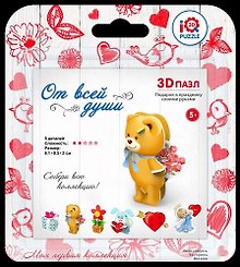3D пазл «Мишка с цветами», IQ 3D Puzzle