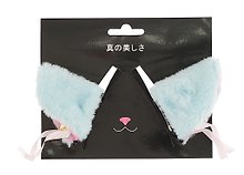 Заколки Аниме Ушки (голубые) (иск.мех) (6х6) (2 шт) (12-DaKui-003)