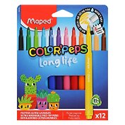 Фломастеры 12цв "COLOR'PEPS LONG LIFE", суперсмываемые, к/к, блист., Maped