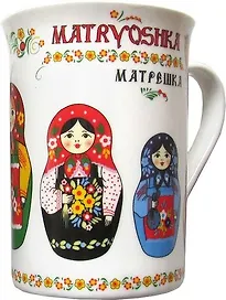 Кружка-декоративная фарфор "Матрешка.Классика" белая, 061-34