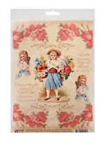 Декупажная карта Девочка в розах (S-100) (упаковка)