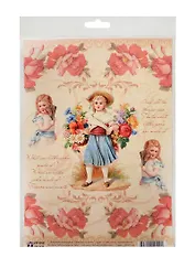 Декупажная карта Девочка в розах (S-100) (упаковка)