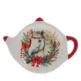 Подставка для чайных пакетиков Лошадь с венком белая (12х9х1) (825358)