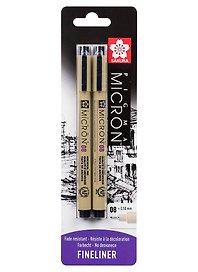 Ручки капиллярные черные 02шт "Pigma Micron" 0.5мм