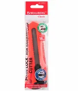 Нож канцелярский 18мм "Classic", фиксатор, корпус ассорти, европодвес, BRAUBERG