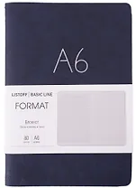 Записная книжка А6+ 80л лин. "Format" син.иск.кожа, интегр.переплет, тиснение фольгой, скругл.углы, инд.уп.