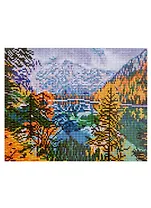 Алмазная мозаика на подрамнике "Зеркальное горное озеро", 30 х 40 см