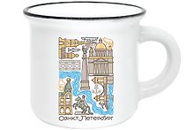 Кружка фарфор.мал.матовая  "СПб. Тетрис", белая