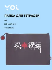 Папка для тетрадей А4 "Гранж" на молнии, Yoi