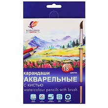 Карандаши цветные 18цв акварельные с кистью «Классика цвета», к/к, подвес, Луч