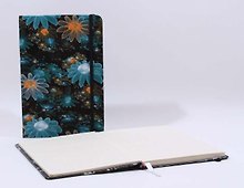 Блокнот А5, 80 листов, линейка, цветы на фиолетовом фоне