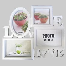 Фоторамка на 4 фото LOVE белый пластик (34х29) (671415)