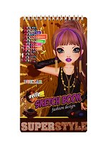 Альбом д/творч. Sketch Bok Super Style (Tz 15507) (накл.) (инструкц.) (5трафар.) (36стр.) (Kids creative) (пружина) (3+)
