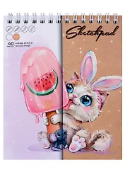 Скетчбук А6 40л 48л "Сладкоежка" белый офсет, крафт. бумага 80г/м2, карт.обл., гребень