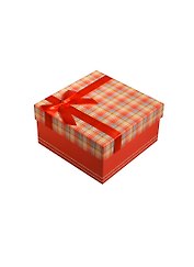 Коробка подарочная 13*12,5*6см, декор. бант, клетка, красная, картон, Хансибэг
