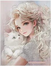 Дневник шк. "Блондинка с котенком" тв.переплет, полноцв.печать, тиснение голограф.фольгой, глянц.ламинация, универс.шпаргалка