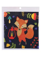Алмазная мозаика MAZARI Открытка своими руками, Лисичка с фонарем, 15х15 см, ОПП-упаковка
