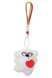Брелок Собачка в очках с сердцем (белый) (текстиль) (12см) (12-20251113-12)