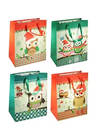 Пакет подарочный бумажный А5 18*23*10 "Совы. Owls новогодний", Новый год, мат. ламинат, Хансибэг