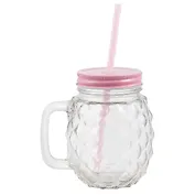 Банка с ручкой и крышкой для коктейлей в форме ананаса (стекло) (350 мл) (12-900002646217316956-MK-89020)