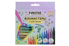 Фломастеры «Glitter» Funster, 12 цветов, с блестками