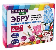 Набор для рисования на воде, 5 цветов по 20 мл, 20 картин, Эбру Brauberg Hobby