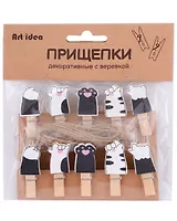 Прищепки декоративные с веревкой "Лапки"