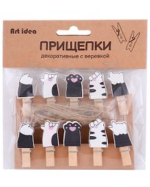 Прищепки декоративные с веревкой "Лапки"