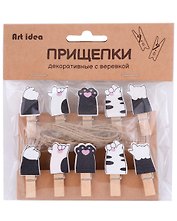 Прищепки декоративные с веревкой "Лапки"