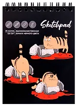 Скетчбук А6 30л "Кот-непоседа" черн.внутр.блок, 120г/м2, гребень