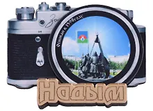 ГС Магнит Надым Фотоаппарат Достопримечательности города вид 2 с зеркальной надписью (дерево) (7,5см)