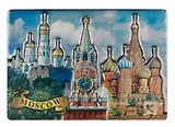 Магнит двойной фольга под смолой Москва.Коллаж.Спасская башня-ХВБ-Колокольня Ивана Великого (025-22-19K7)