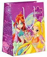Пакет подарочный бумажный А4 26*32,4*12,7см NEW, глиттер, WINX