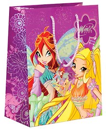 Пакет подарочный бумажный А4 26*32,4*12,7см NEW, глиттер, WINX