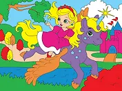 Холст с красками по номерам "Принцесса и единорог", 18 х 24 см